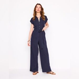 NWT Boden Collette Double Cloth Blue Women's Jumpsuit Sz 10 Tall